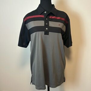 Travis Mathew Grey Black Red Short Sleeve Golf Shirt Sz L